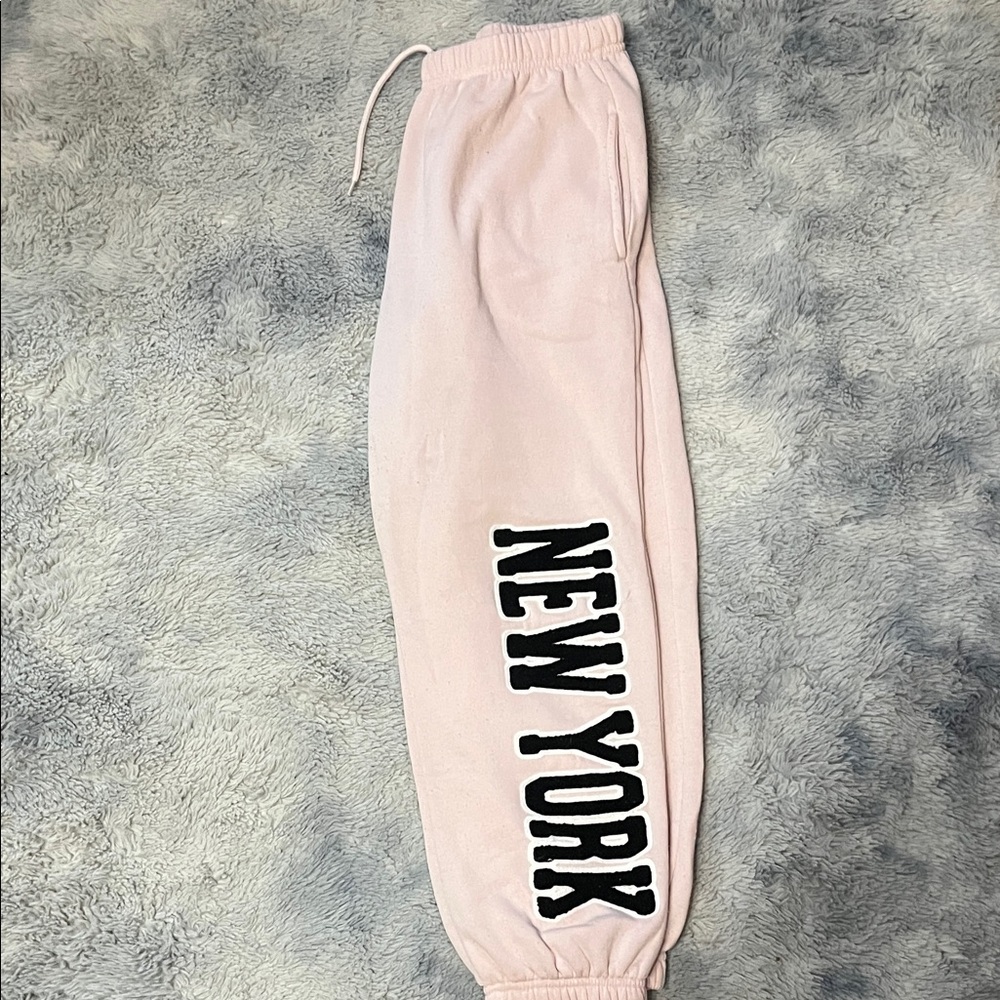 Kids Pink Sweatpants with New York Print